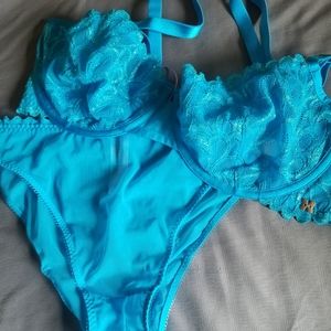 SAVAGE X FENTY by Rihanna Intimate Set Sizes: 36DD bra and Large panty Blue